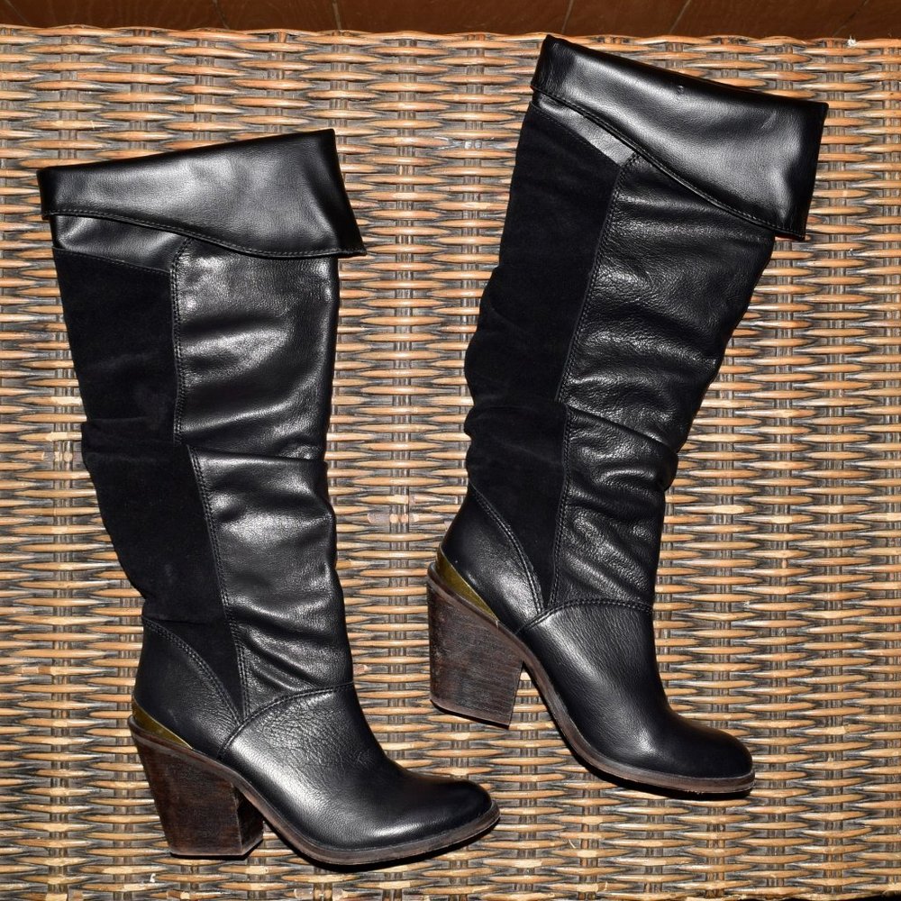 Lucky Brand Edina Black Leather/Suede boots  6.5